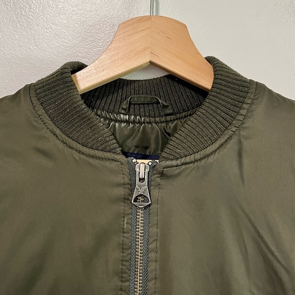 American Eagle Olive Green Bomber Jacket Unisex XS - Picture 9 of 14